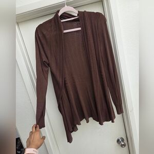 Women's Brown Open-Front Draped Cardigan
